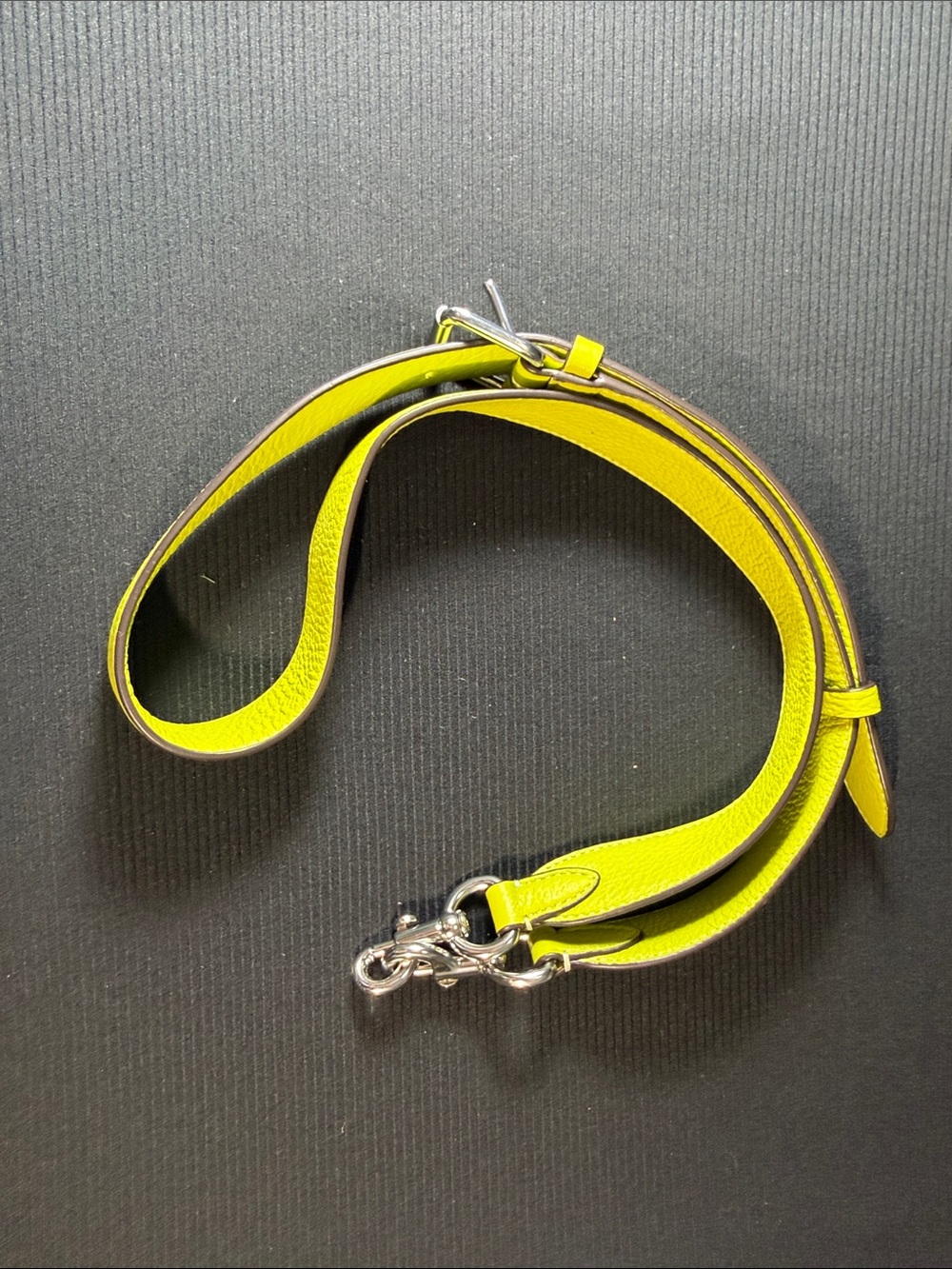 Coach Neon Yellow Leather Strap with Silver Hardware